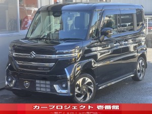 スペーシアカスタム　４ＷＤ　ハイブリッドＸＳ　現行型　純正全方位モニター付９型メモリーナビ　前後ドラレコ　フルセグＴＶ　ＢＴ接続　カープレイ　後席オットマン　両側自動ドア　半革シートヒーター　ステアヒーター　サイドバイザー　アダプティブクルコン　スズキセーフティサポート　走行４７００Ｋｍ