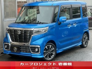 スペーシアカスタム　ハイブリッドＸＳターボ　純正８型ナビ　全方位モニター　フルセグＴＶ　ＥＴＣ　走行中ＴＶ　ＣＤ　ＤＶＤ　ＵＳＢ　ブルートゥース　両側自動ドア　ハーフレザーシート　後席サーキュレーター　シートヒーター　スズキセーフティサポート　走行２８６００Ｋｍ