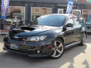 インプレッサ　ＷＲＸ　ＳＴＩ　Ａライン　ＯＰ黒革シート　シートヒーター　電動シート　大型トランクスポイラー　純正１８アルミ　スマートキー　プッシュスタート　柿本改チタン調マフラー　キセノン　フォグ　走行３４８００ｋｍ