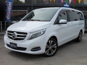 Ｍベンツ　Ｖ２２０ｄアバンギャルドロング　Ｗエアコン　黒本革シート　シートヒーター　純正ナビ　フルセグＴＶ　全周囲カメラ　ブルメスターサウンド　両側自動ドア　電動テールゲート　ＥＳＰ　車間距離警告　ＢＳＭ　アテンションアシスト　レーンキープ　純正ルームカーテン　ラゲッジ棚　走行２８８００ｋｍ